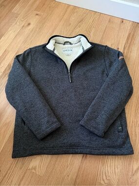 Orvis Sherpa Lined Men’s 1/4 Zip Pullover Sweatshirt Charcoal Gray Large